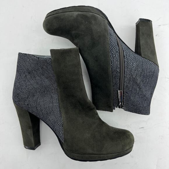 Sacha London (7) Flavia Green Suede Leather Zip Up Ankle Boots - Picture 3 of 13